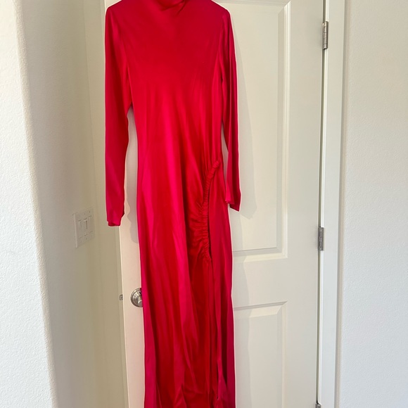 Lapointe satin long gown with slit - Picture 8 of 9